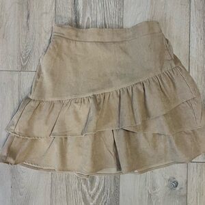 Sandy Beige ruffled tiered skirt - soft corduroy material